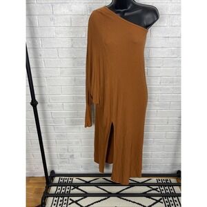 Free People Beach One Sleeve‎ Ribbed Midi Dress Womens Size M Stretch Boho